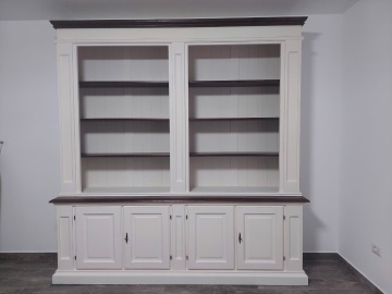 Biblioteca Dolce Toscana, lemn masiv tei, alb nuc antik, 230 x 47/35 x 235 cm - Img 3