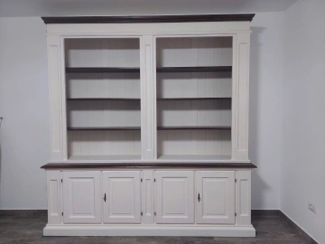 Biblioteca Dolce Toscana, lemn masiv tei, alb nuc antik, 230 x 47/35 x 235 cm - Img 3