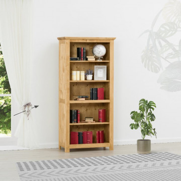 Biblioteca Rustic Floare de Colt cu 5 rafturi, Lemn masiv 85 x 43 x 180 cm