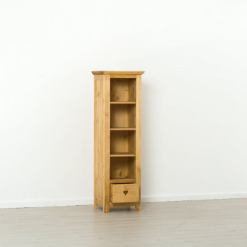 Biblioteca Rustic Floare de Colt Mini cu 4 rafturi si 1 sertar, Lemn masiv 50 x 43 x 160 cm - Img 4