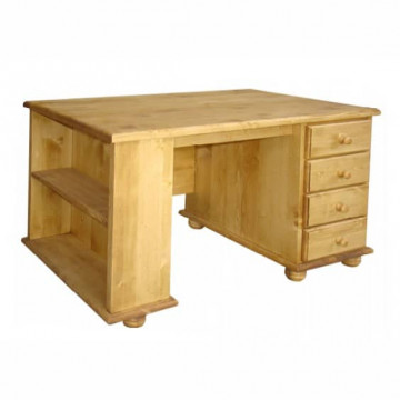 Birou Student cu 4 sertare si 1 minietajera lemn masiv, 120 x 70 x 74 cm - Img 2