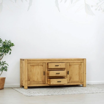 Bufet 2 usi si 3 sertare Ecuador, Lemn masiv rustic, 180 x 50 x 80 cm - Img 3