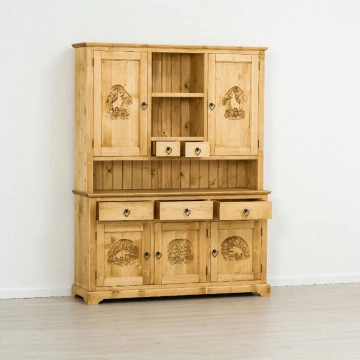 Bufet 5 usi si 5 sertare Rustic Chalet, Lemn masiv rustic, 153 x 38/46 x 200 cm - Img 3