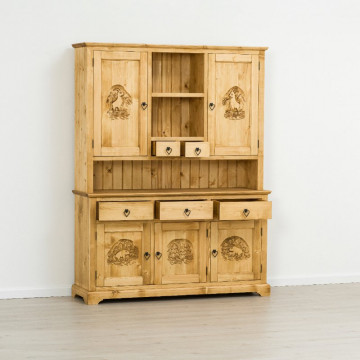 Bufet 5 usi si 5 sertare Ursul Carpatin, Lemn masiv rustic, 153 x 38/46 x 200 cm - Img 3