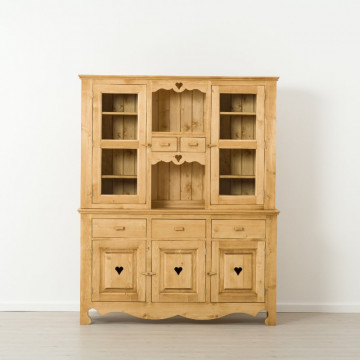 Bufet bucatarie Cabana, 4 usi 8 sertare 2 nise, Lemn masiv rustic, 160 x 45/42 x 197 cm - Img 4
