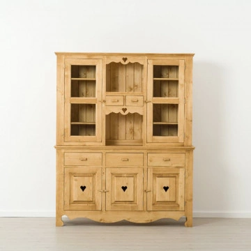 Bufet bucatarie Cabana, 4 usi 8 sertare 2 nise, Lemn masiv rustic, 160 x 45/42 x 197 cm - Img 4