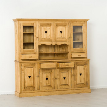 Bufet bucatarie Cabana 8 usi 4 sertare, Lemn masiv rustic, 200 x 48/40 x 200 - Img 2