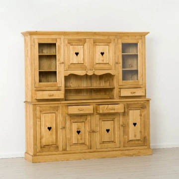 Bufet bucatarie Cabana 8 usi 4 sertare, Lemn masiv rustic, 200 x 48/40 x 200 - Img 2