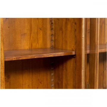 Bufet cu vitrina Dolce Toscana lemn masiv de tei nuc antik, 230 x 38/50 x 226 cm - Img 3
