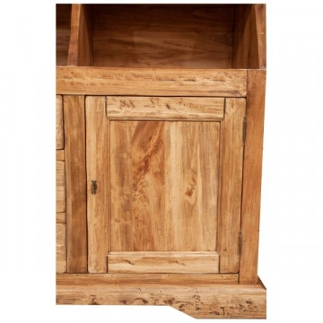 Bufet cu vitrina Dolce Toscana natur antik lemn masiv de tei, 172 x 38/50 x 226 cm - Img 4