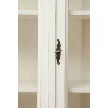 Bufet cu vitrina Toscana Charme 2 x 3 usi lemn masiv tei, alb unt + natur antik, 175 x 41 x 207 cm - Img 6