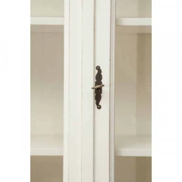 Bufet cu vitrina Toscana Charme 2 x 3 usi lemn masiv tei, alb unt + natur antik, 175 x 41 x 207 cm - Img 6