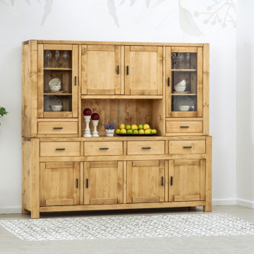 Bufet de bucatarie 8 usi si 6 sertare Ecuador, Lemn masiv rustic, 220 x 50/42 x 200 cm - Img 1