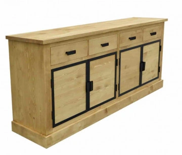 Bufet lemn masiv Industrial Wood, 4 usi si 4 sertare, 200 x 50 x 90 cm - Img 3