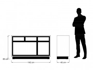 Bufet Lemn masiv Mexicana, 3 usi si 3 sertare, 142 x 45 x 85 cm - Img 5