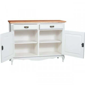 Bufet Toscana Charme cu 2 usi si 2 sertare lemn masiv tei, alb unt + natur antik, 123 x 42 x 92.5 cm - Img 2