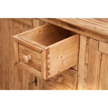 Bufet Toscana cu 2 usi si 4 sertare lemn masiv tei, natur antik, 135 x 45 x 92 cm - Img 2