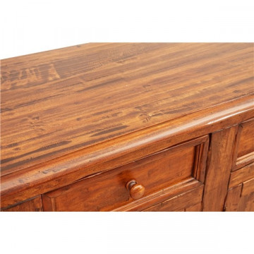 Bufet Toscana cu 4 usi si 4 sertare lemn masiv tei, nuc antik, 202 x 45 x 103 cm - Img 7
