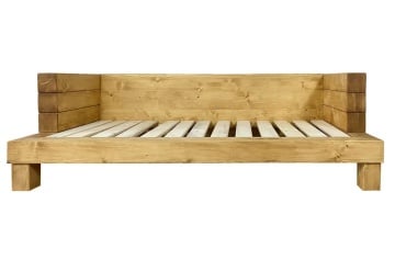 Canapea Rustic Cabana lemn masiv, cu tapiterie, 204 x 91 x 63 cm - Img 5