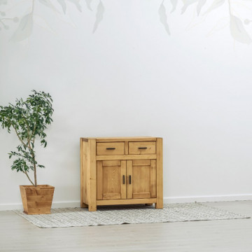 Comoda 2 usi si 2 sertare Ecuador, Lemn masiv rustic, 90 x 46 x 85 cm - Img 5