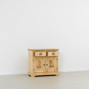 Comoda 2 usi si 2 sertare Rustic Chalet, Lemn masiv rustic, 92 x 46 x 85 cm - Img 4