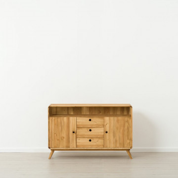 Comoda / Bufet TV 2 usi 3 sertare si nisa Sahara, Lemn masiv rustic, 100 x 40 x 85 cm - Img 2