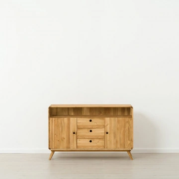 Comoda / Bufet TV 2 usi 3 sertare si nisa Sahara, Lemn masiv rustic, 100 x 40 x 85 cm - Img 2