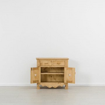 Comoda Cabana cu 2 usi 2 sertare, Lemn masiv rustic, 90 x 46 x 85 cm - Img 3