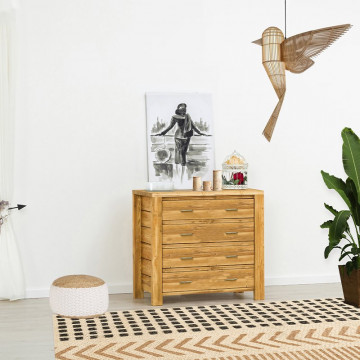 Comoda cu 4 sertare Colibri, Lemn masiv rustic, 95 x 46 x 85 cm - Img 1