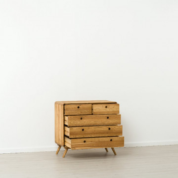 Comoda cu 5 sertare Sahara, Lemn masiv rustic, 90 x 45 x 85 cm - Img 5