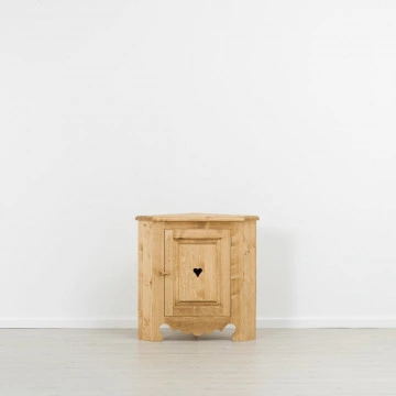 Comoda de colt Cabana cu 1 usa, Lemn masiv rustic, 90 x 57 x 90 cm - Img 2