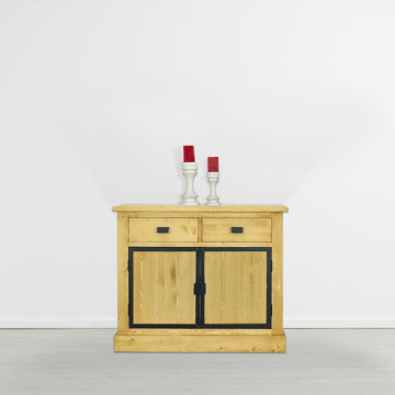 Comoda lemn masiv Industrial Wood cu 2 usi si 2 sertare, 108 x 50 x 90 cm - Img 2