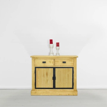 Comoda lemn masiv Industrial Wood cu 2 usi si 2 sertare, 108 x 50 x 90 cm - Img 2