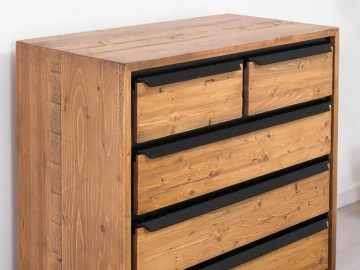 Comoda Lemn masiv Mexicana, 5 sertare, 92 x 48 x 92 cm - Img 2