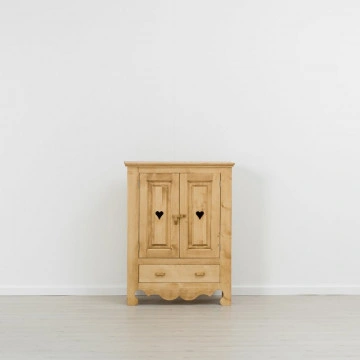 Comoda pantofi Cabana cu 2 usi si 1 sertar, lemn masiv rustic, 88 x 43 x 115 cm - Img 2