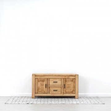 Comoda TV 2 usi si 2 sertare Ecuador, Lemn masiv rustic, 120 x 50 x 62 cm - Img 4