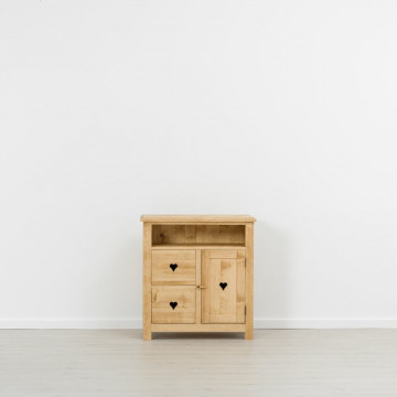 Comoda TV Rustic Floare de Colt cu 1 usa si 2 sertare din Lemn masiv 84 x 42 x 89 cm - Img 4