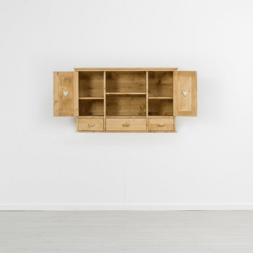 Corp de bucatarie Cabana cu 2 usi, 3 sertare, lemn masiv rustic, 120 x 38 x 75 cm - Img 5