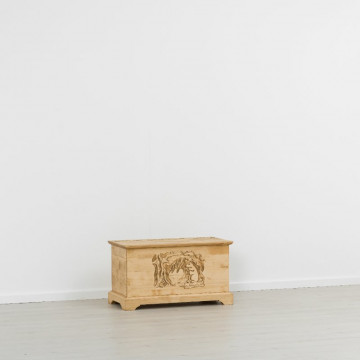 Cufar sculptat Rustic Chalet Lemn masiv rustic, 90 x 45 x 50 cm - Img 5