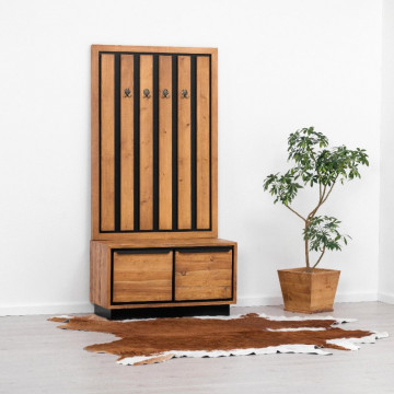 Cuier Lemn masiv Mexicana, 4 agatatori duble, 100 x 4 x 155 cm - Img 6