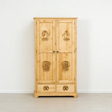 Dulap 2 usi si 2 sertare Ursul Carpatin, Lemn masiv rustic, 110 x 65 x 200 cm - Img 4