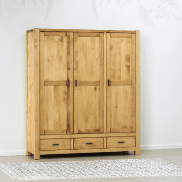 Dulap 3 usi si 3 sertare Ecuador, Lemn masiv rustic, 175 x 55 x 200 cm - Img 1
