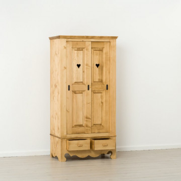 Dulap Cabana cu 2 usi culisante 2 sertare, Lemn masiv rustic, 95 x 57 x 190 cm - Img 5