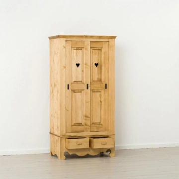 Dulap Cabana cu 2 usi culisante 2 sertare, Lemn masiv rustic, 95 x 57 x 190 cm - Img 5