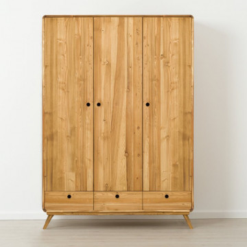 Dulap cu 3 usi 3 sertare Sahara, Lemn masiv rustic, 141 x 55 x 200 cm - Img 2