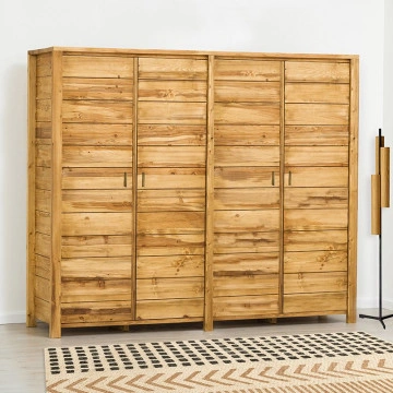 Dulap cu 4 usi Colibri, Lemn masiv rustic, 227 x 60 x 200 cm