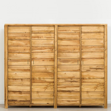 Dulap cu 4 usi Colibri, Lemn masiv rustic, 227 x 60 x 200 cm - Img 3