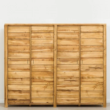 Dulap cu 4 usi Colibri, Lemn masiv rustic, 227 x 60 x 200 cm - Img 3