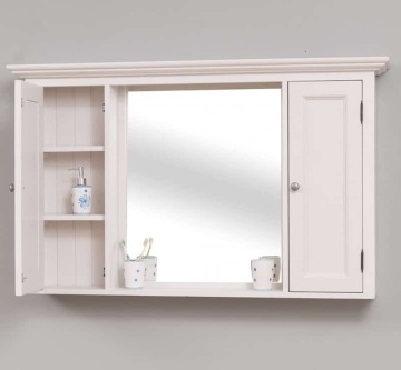 Dulap de baie suspendat, oglinda si 2 usi, lemn masiv, 132 x 21 x 80 cm - Img 2