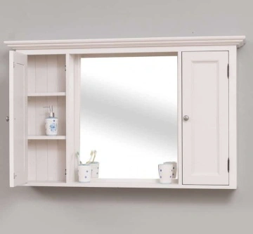 Dulap de baie suspendat, oglinda si 2 usi, lemn masiv, 132 x 21 x 80 cm - Img 2